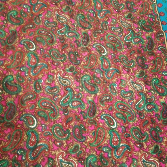 Bundle of Two Lightweight Floral Paisley Print Square Scarves in Pink & Blue - Picture 9 of 13
